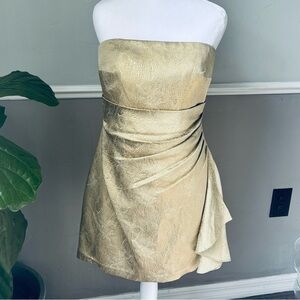 Kay Unger Strapless Cocktail Dress | Gold | Size 6